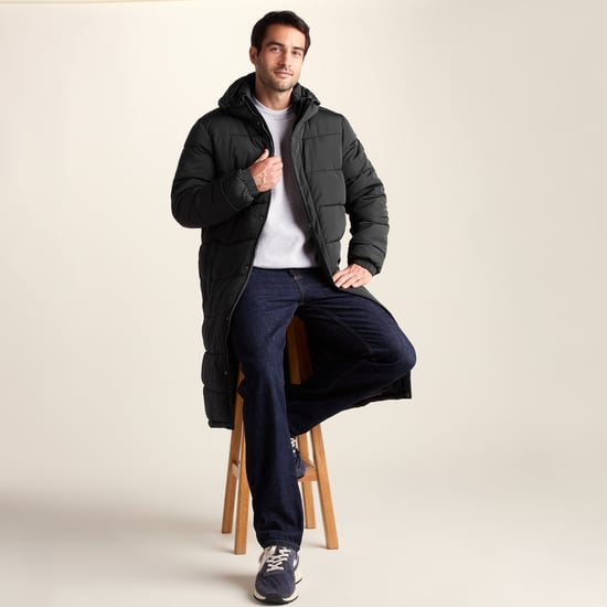 Langrick Mens Long Padded Jacket Black - Image 4