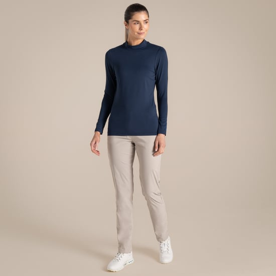 Craghoppers Dames/Dames Nosilife Mock Neck Golf T-shirt met lange mouwen (Blauwe Marine) - Image 1