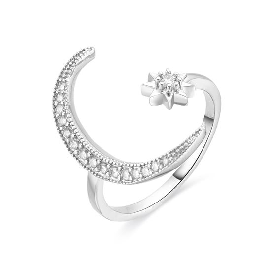 Luxenter Meral ring, met glanzende zirkonia, gerhodineerd - Image 1