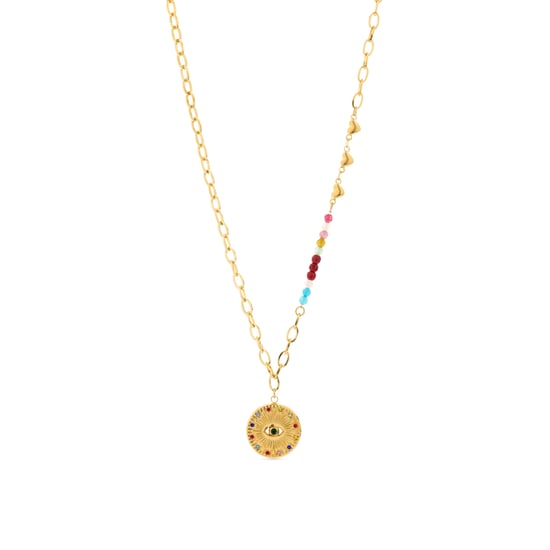 Luxenter Multicolour Crystal Halsketting afgewerkt in 18K geel goud - Targey - Image 1