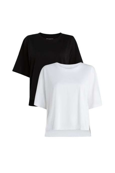 Black 2 Pack Cotton Crew Neck Boxy Fit Short Sleeve T-Shirts - Image 1