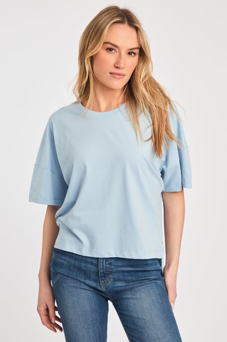 Blue 2 Pack Cotton Crew Neck Boxy Fit Short Sleeve T-Shirts - Image 2