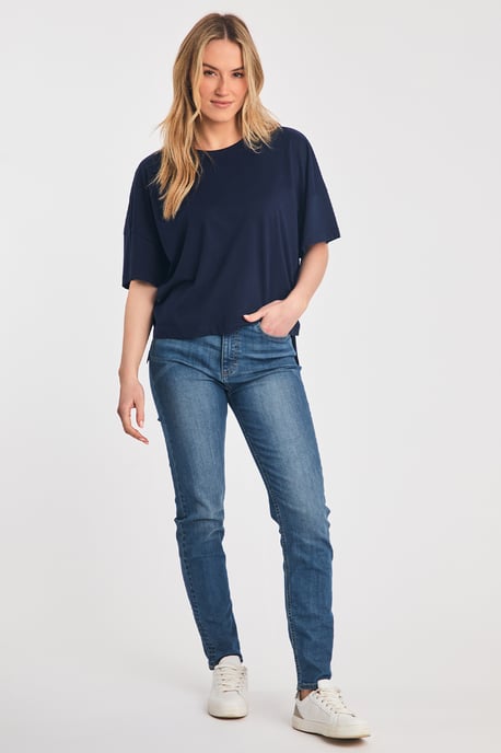 Blue 2 Pack Cotton Crew Neck Boxy Fit Short Sleeve T-Shirts - Image 4