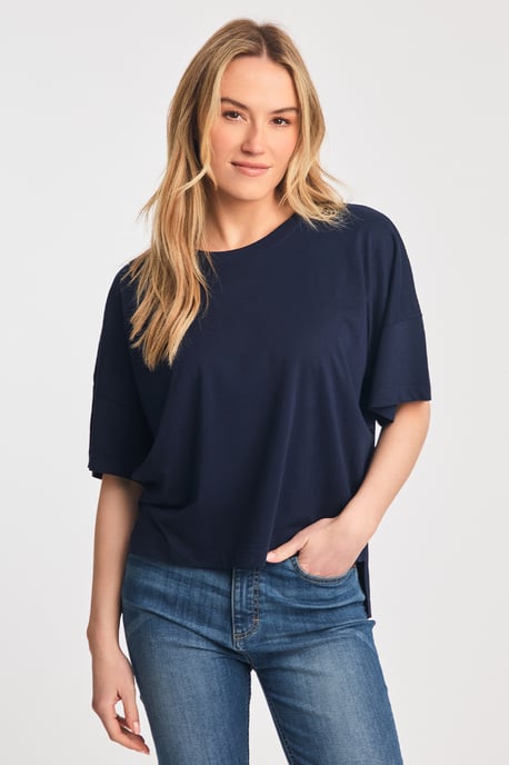 Blue 2 Pack Cotton Crew Neck Boxy Fit Short Sleeve T-Shirts - Image 6