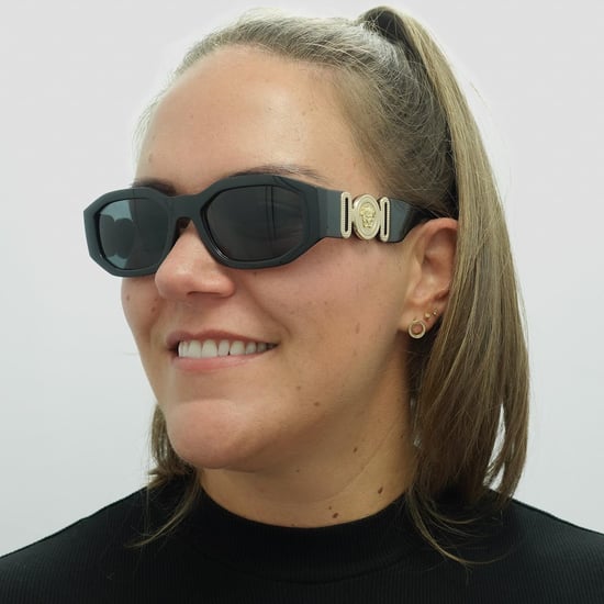 Versace Rechte Unisex Zwarte Donkergrijze Zonnebril - Image 5