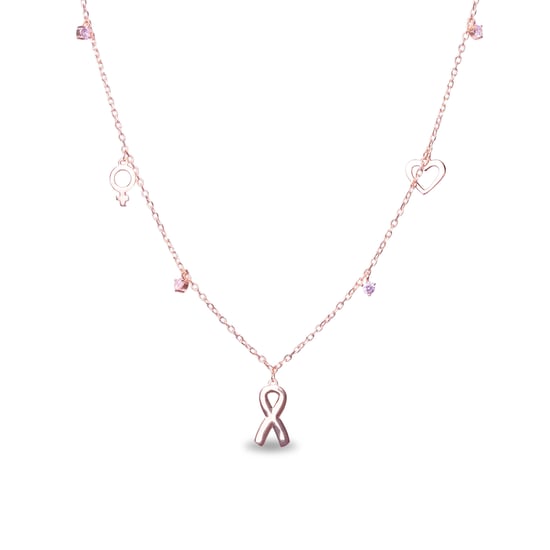 Luxenter, 925 sterling zilver en roze toermalijn gerhodineerde zirkonia ketting - Image 1