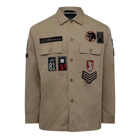 Men's Replay Classic Overshirt in Beige - Image 1