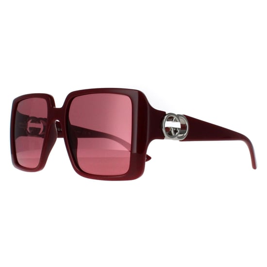 Gucci vierkant dames bordeauxrood met zilver spiegel GG1692S - Image 2