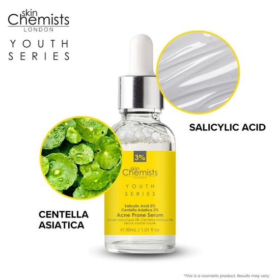 skinChemists Anti-aging serum voor acnegevoelige huid met 2% salicylzuur en 3% Centella Asiatica (30 ml) - Image 2