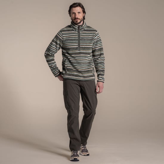 Craghoppers Heren Tatton II Contrast Gestreept Fleece Top (Bosgroen) - Image 1