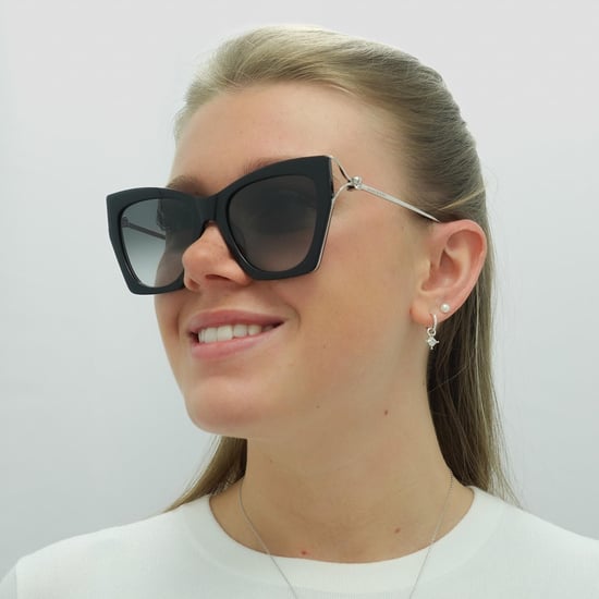 Alexander McQueen Cat Eye Dames Zwart Silver Grijs Gradient AM0375S - Image 6