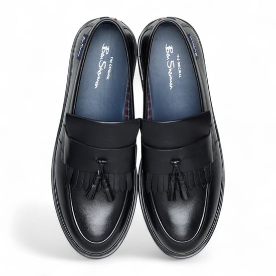 Ben Sherman Heren Zwarte Leren Loafers met Kwastjes - Dudley - Image 4