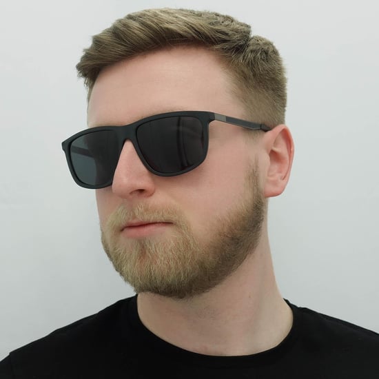 Hugo by Hugo Boss Rechte Hoek Mannen Matte Zwarte Grijze Zonnebril - Image 6
