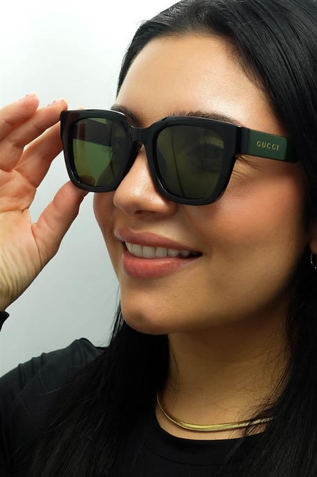 Gucci Vierkant Heren Zwart met Groen en Rood GG1670SK - Image 4