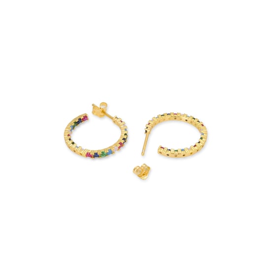 Luxent Sterling Zilver 925 Oorbellen met Veelkleurige Zirkonia's in 18K Geel Goud - Azarlo - Image 6