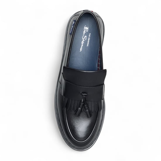 Ben Sherman Heren Zwarte Leren Loafers met Kwastjes - Dudley - Image 5