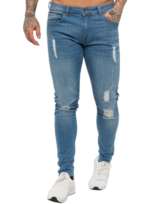 Enzo heren skinny gescheurde jeans - Image 3