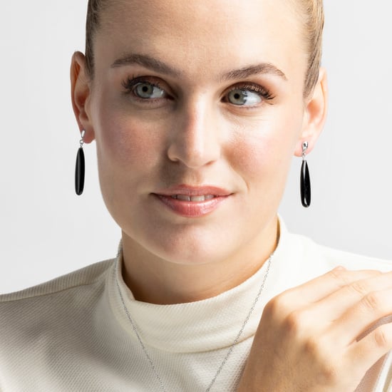 Luxenter oorbellen, 925 sterling zilver, adak en onyx, gerhodineerd afgewerkt - Image 4