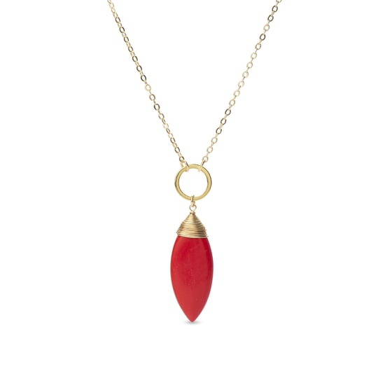 Luxenter collier, metaallegering en koralen collier met 18K vergulde afwerking - Image 1