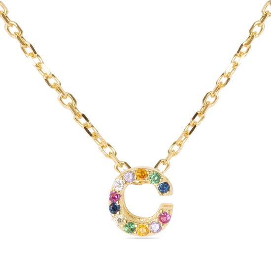 Luxenter Sterling Zilver 925 Ketting met Veelkleurige Zirkonia Afgewerkt in 18K Geel Goud - Alfabet - Image 1
