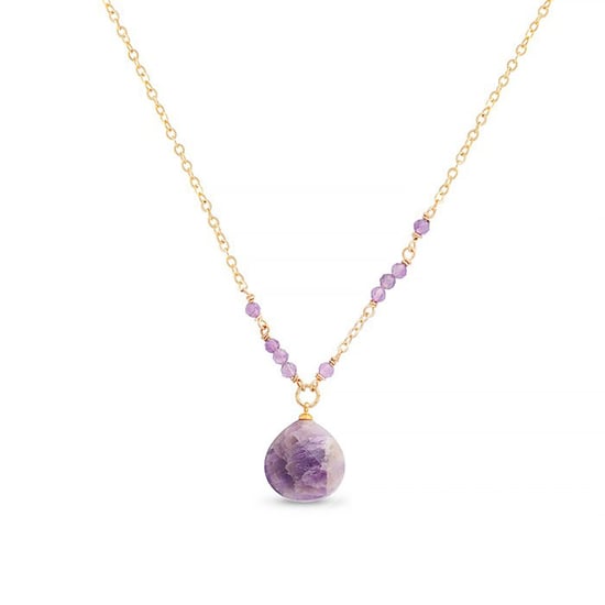 Luxeketting, metaallegering zoqoyi en natuurlijke amethist 18K vergulde afwerking - Image 1