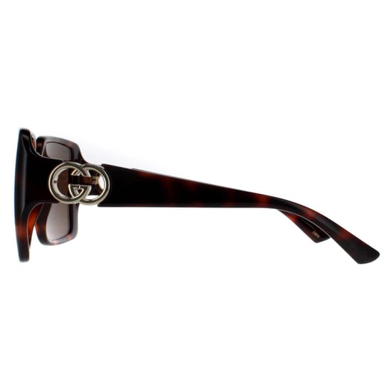 Gucci Vierkant Dames Donker Havana met Goud Donkerbruin GG1692S - Image 3
