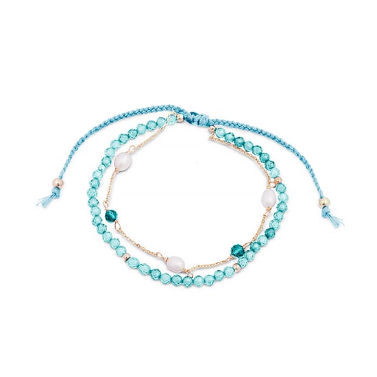 Luxenter armband, metaallegering en amazoniet, 18K vergulde afwerking - Image 1