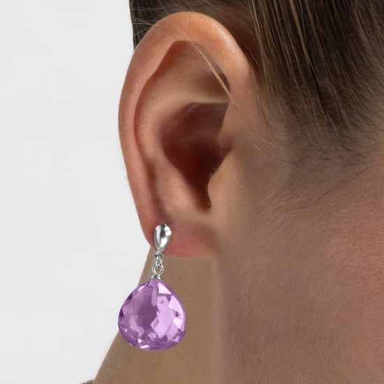 Luxenter oorbellen, 925 sterling zilver en gerhodineerd morganiet zirkonia zoqoyi - Image 3