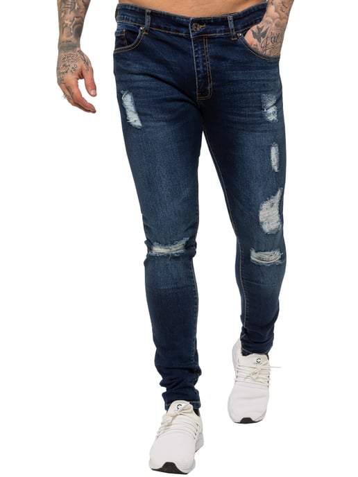 Enzo heren skinny gescheurde jeans - Image 3