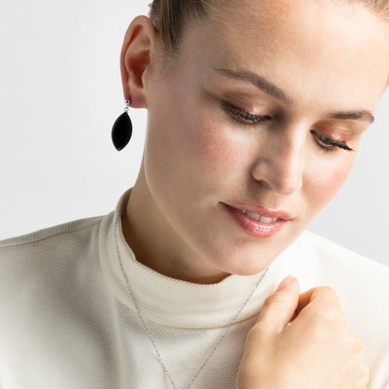 Luxenter oorbellen, 925 sterling zilver en gerhodineerd onyx ayom - Image 2