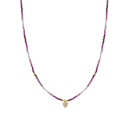 Luxenter Sterling Zilver 925 en Rose Kristal ketting afgewerkt met 18k geel goud - Hart - Image 1