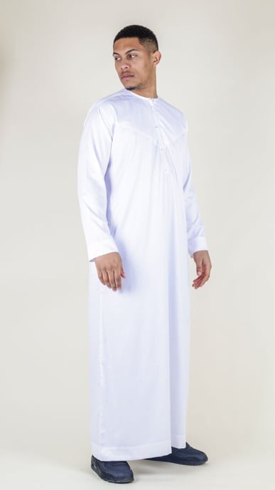 Witte Thobe-gewaad voor heren, satijn Emirati Islamitische Jubba Eid, normale pasvorm - Image 5