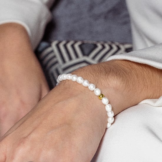 Luxenter Witte Parel armband afgewerkt in 18K geel goud - Unwe - Image 3