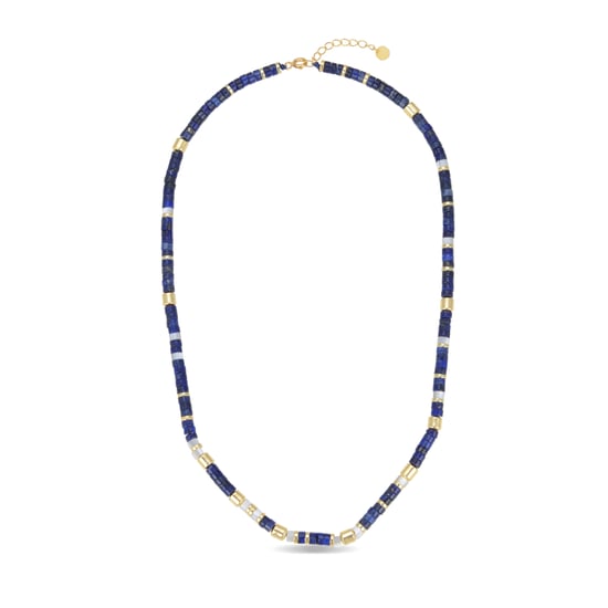 Luxenter Sterling Zilver 925 collier met Natuurlijke Lapislazuli in 18K geel goud - Ihun - Image 3
