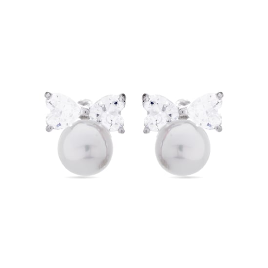 Luxenter Theria 925 Sterling Zilver en Witte Parel Gerhodineerd Oorbellen - Image 1
