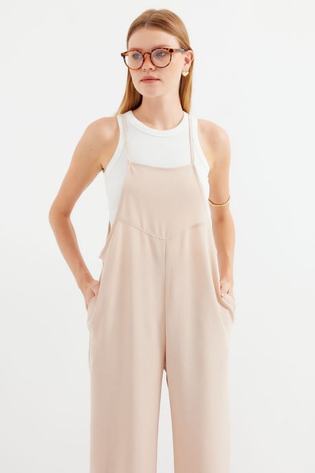 Ontspannen Pasvorm Wijd Pijpen Jumpsuit met Vierkante Kraag - Image 6