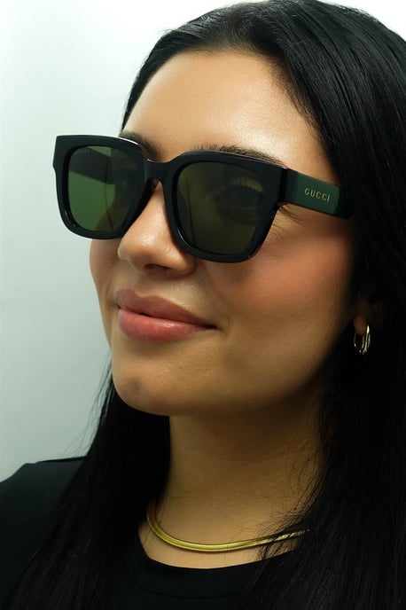 Gucci Vierkant Heren Zwart met Groen en Rood GG1670SK - Image 5