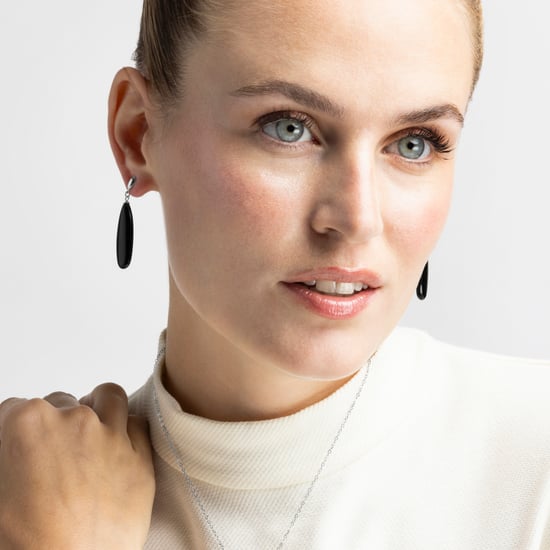 Luxenter oorbellen, 925 sterling zilver, adak en onyx, gerhodineerd afgewerkt - Image 2