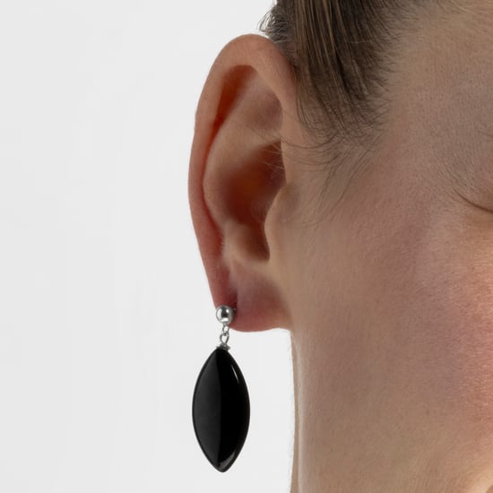 Luxenter oorbellen, 925 sterling zilver en gerhodineerd onyx ayom - Image 3
