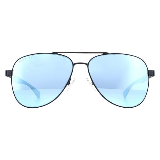Hugo Boss Aviator Mens matblauwe spiegel zonnebril - Image 1