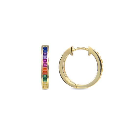 Luxenter Sterling Zilver 925 oorbellen met Veelkleurige Zirkonia afgewerkt in 18K geel goud - Tuhato - Image 1
