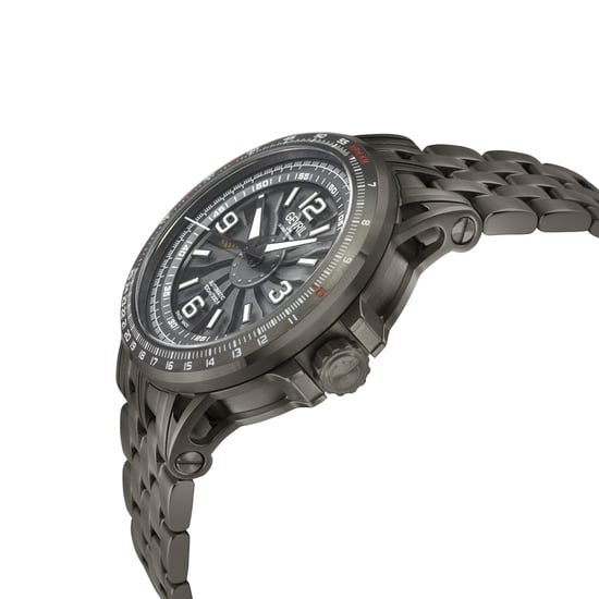 Gevril Men's Wind Master 316L Gun Metal Case , IPGUN Top Ring, Cool Gray Dial, IPGUN- 316L Stainless Steel Bracelet Watch. - Image 3