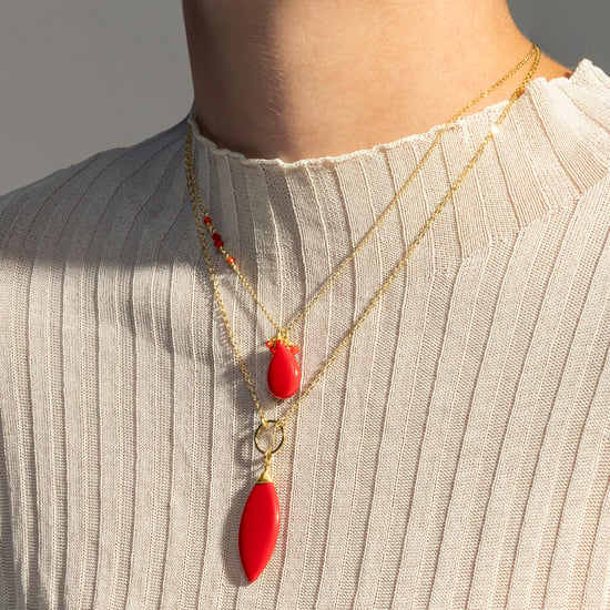 Luxeketting, adak metaallegering en koraal 18K vergulde afwerking - Image 3