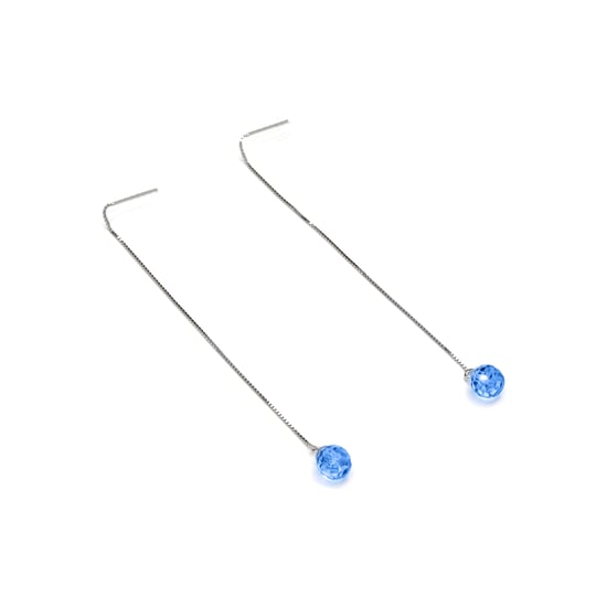 Luxenter, 925 sterling zilver en gerhodineerd aquamarijn blauwe hydrothermale kwarts oorbellen - Image 5
