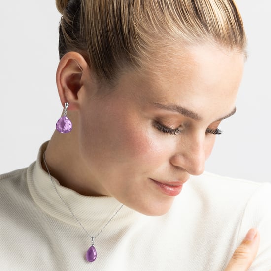 Luxenter oorbellen, 925 sterling zilver en gerhodineerd morganiet zirkonia zoqoyi - Image 2