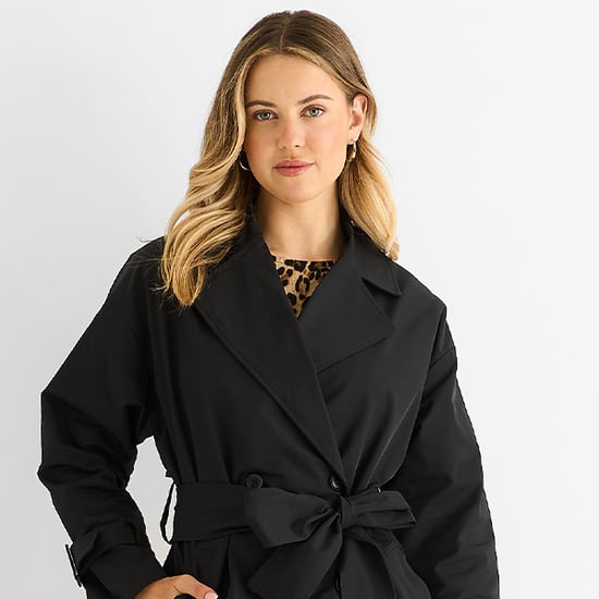 Zwarte longline Trenchcoat met dubbele borst en riem - Image 2