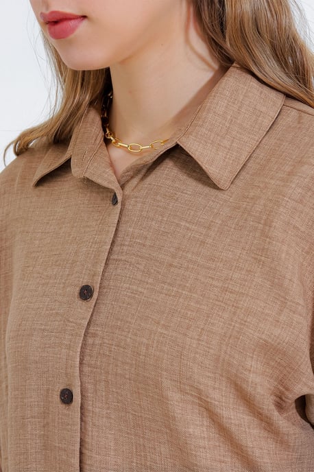 Linnenmix Lange Mouwen Shirt en Broek Set - Image 4