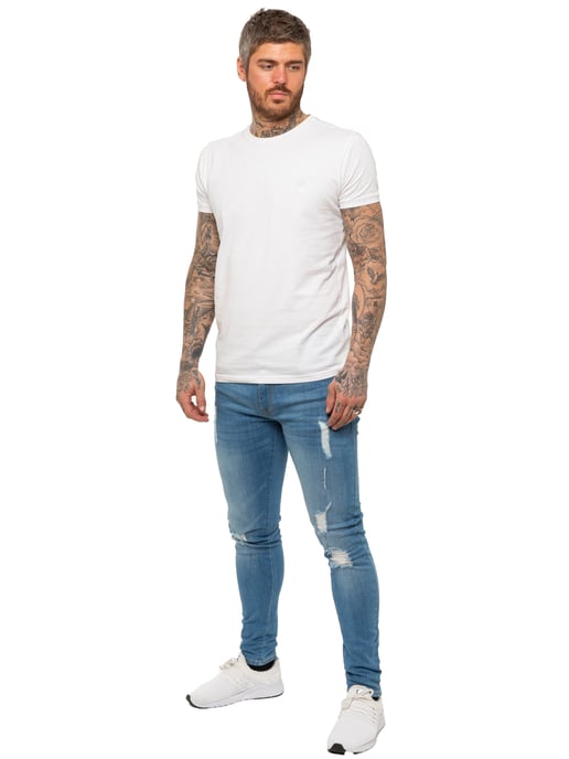 Enzo heren skinny gescheurde jeans - Image 5