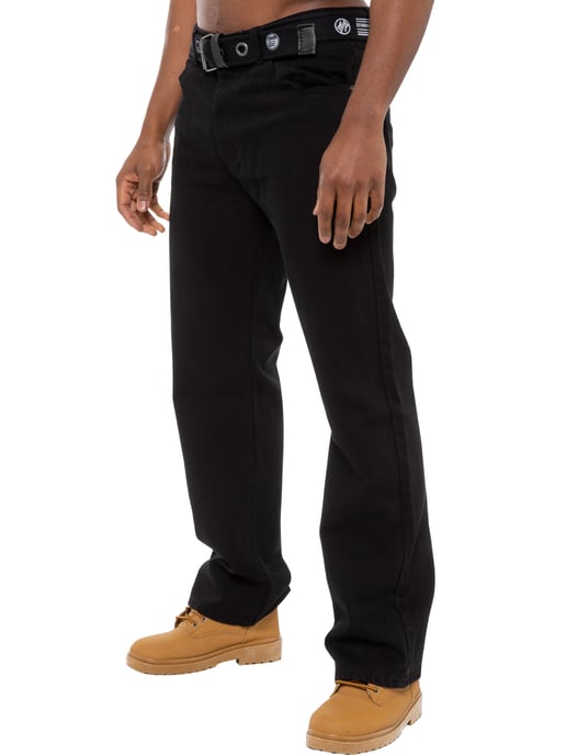 Enzo | Heren Regular Fit Denim Jeans Met Riem - Zwart - Image 1