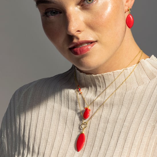 Luxeketting, adak metaallegering en koraal 18K vergulde afwerking - Image 4
